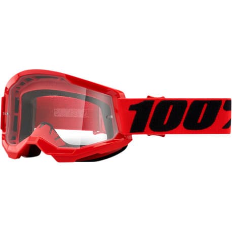 100% Strata 2 Goggles Red Clear